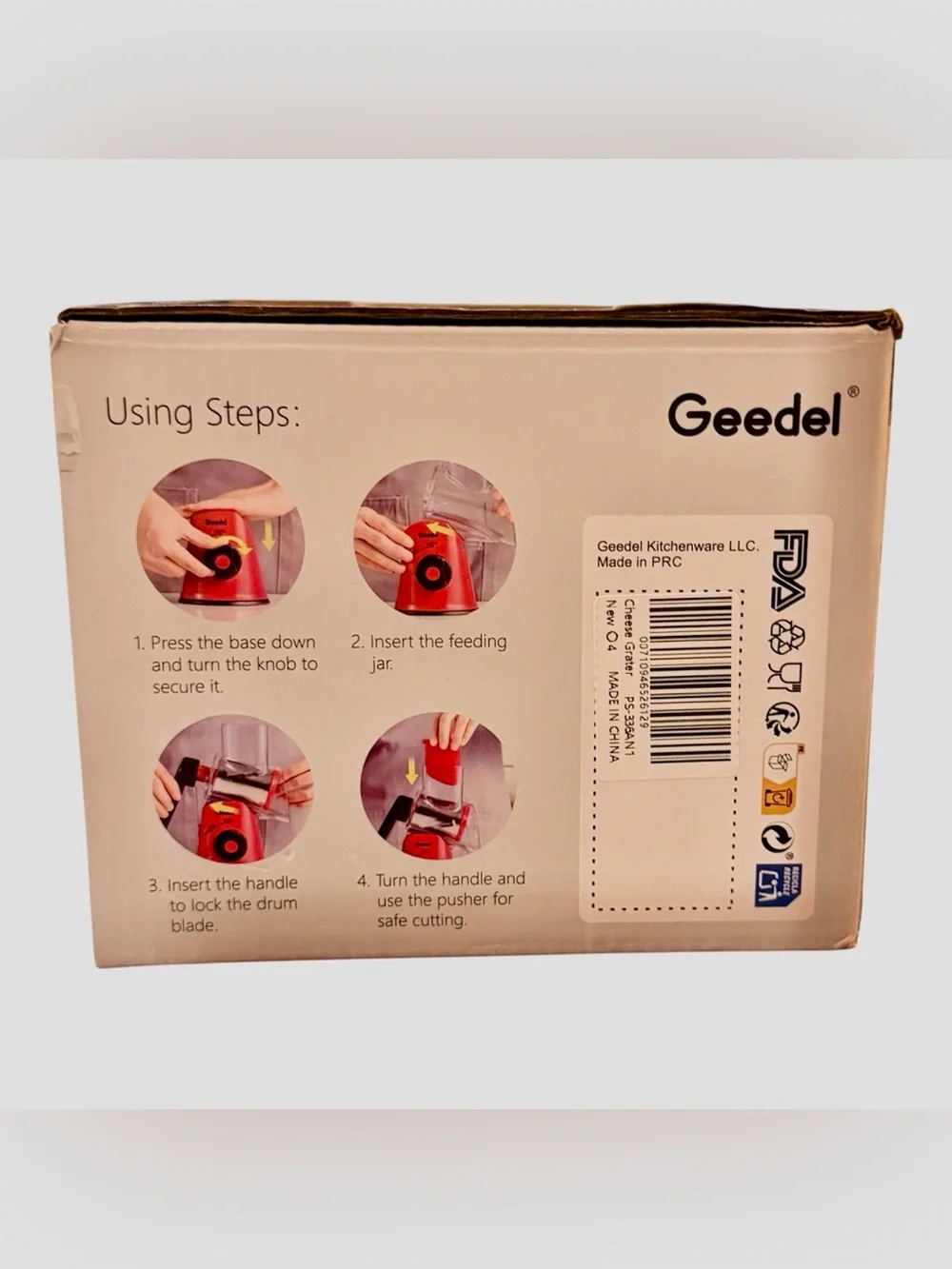 Geedel Rotary Cheese Grater 3-in-1 Manual Vegetable Slicer Shredder Green NIB